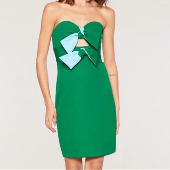 Milly Dresses & Skirts - Milly Mackenzie Strapless Green Dress W/ Bows